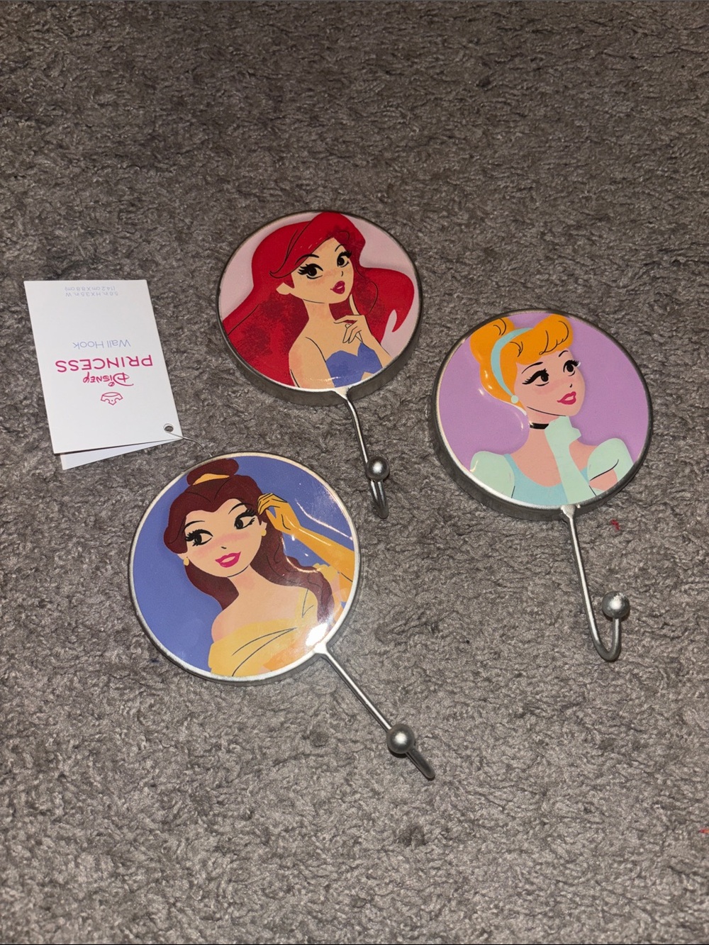 Disney Princess Decorative Wall Hooks - Red, Purple, Blue